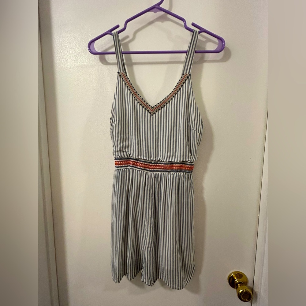 Hem & Thread Romper Size S, Red, White, & Blue; Waist and Neck Embellishments